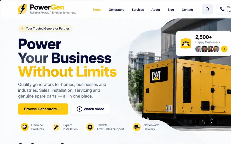 Generator Sales Service — interface concept by CharlesTech